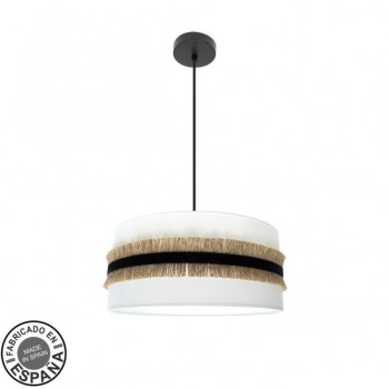 Distribuidor - Lâmpadas Diversas | Colgantes Moderno | COLGANTE ANGOLA 3XE27 NEGRO/BLANCO-YUTE REGX50X50CM Ref: 227195001